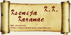 Ksenija Karanac vizit kartica